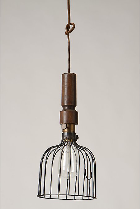 Steel and wood vintage style pendant light