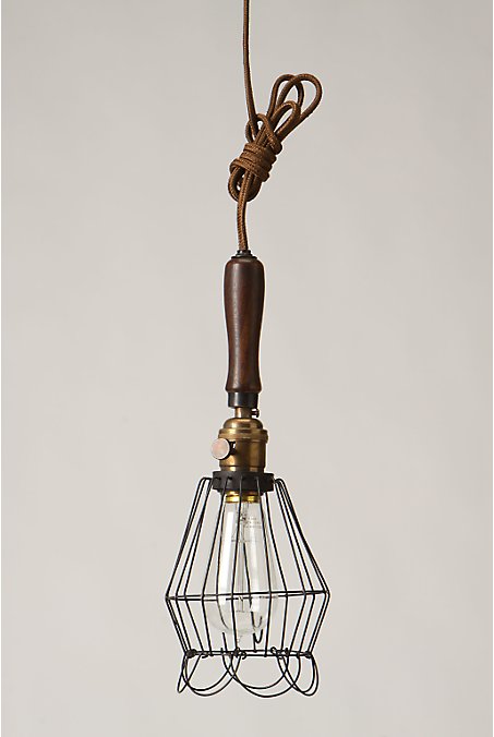 Steel and wood vintage style pendant light