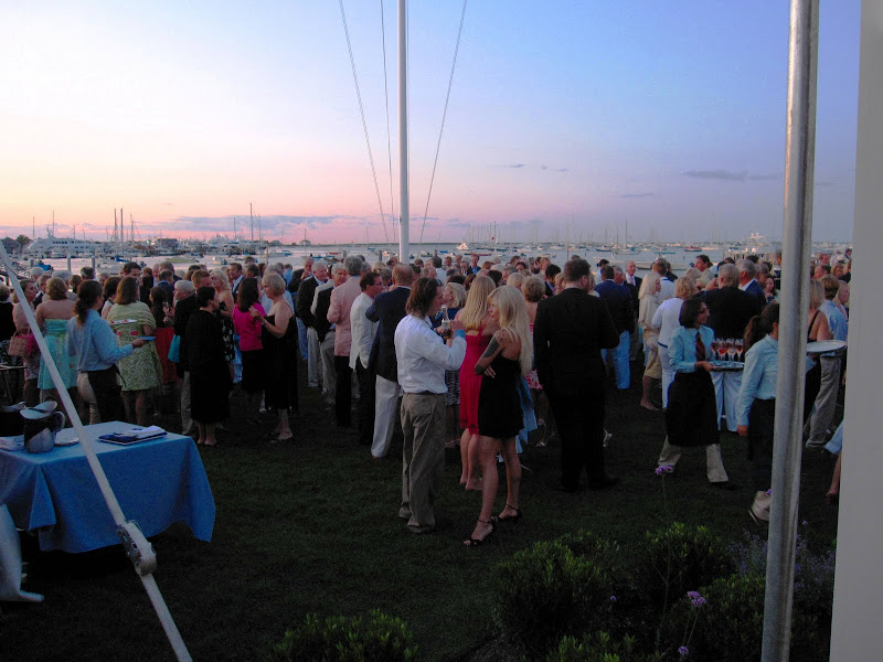 Cocktail party on the lawn at the Great Harbor Yacht Club
