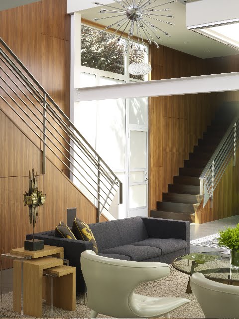 Modern home with twin staircases designed by Michael Lee Architects