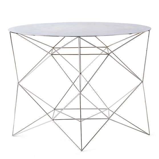 Silver accent table with geometric base from West Elm