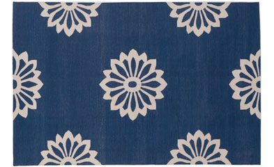 Navy and white floral rug from Madeline Weinrib