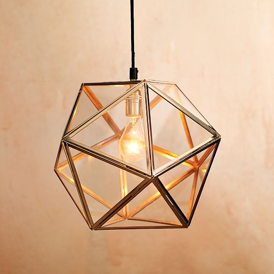 Modern geometric faceted glass pendant light from West Elm