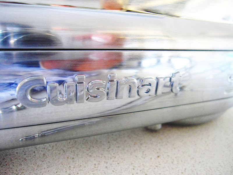 Close up of the silver Cuisinart mixer from William Sonoma