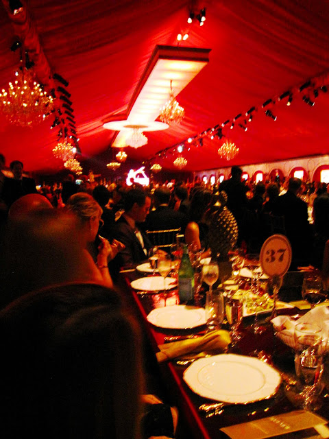 Inside the dining tent at MOCA's 30th anniversary party