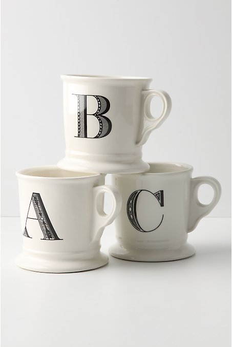 Monogrammed mugs from Anthropologie