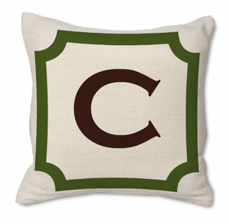 Custom monogrammed pillow from Jonathan Adler