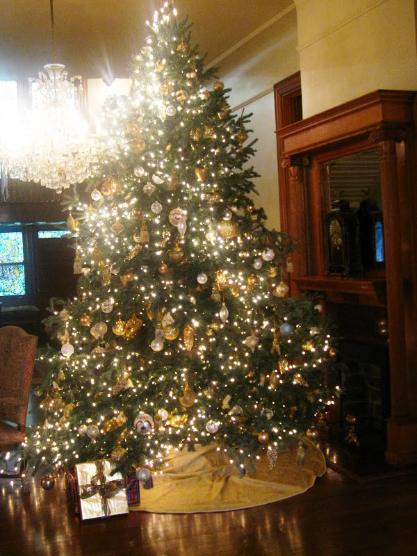 Formal Christmas tree in the Front Hall of a historic New Orleans mansion