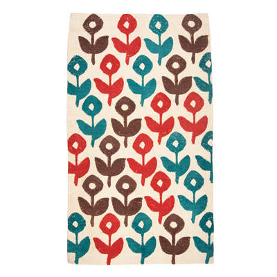 Floral printed cotton dhurrie rug from John Robshaw