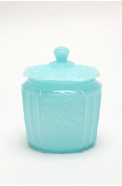 Vintage opaque turquoise blue glass jar from Urban Outfitters