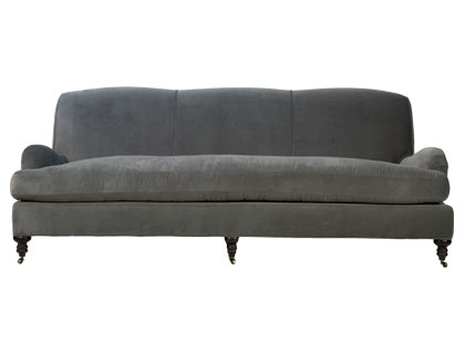 Grey velvet upholstered sofa with tight back from Jayson Home & Garden