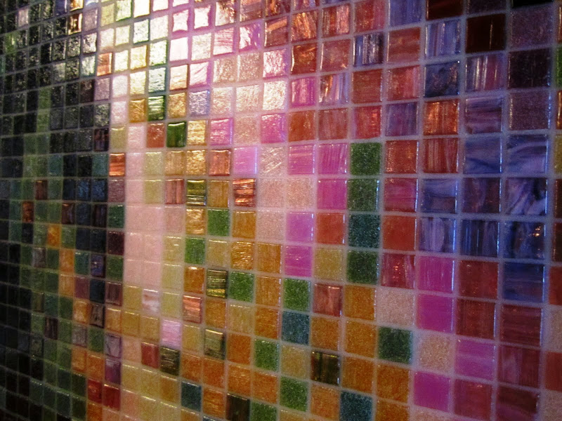 Close up of mosaic tile wall by Bisazza