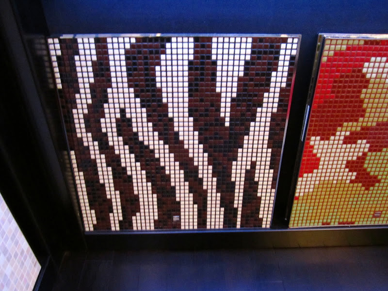 Close up of the zebra print tiles from Bisazza