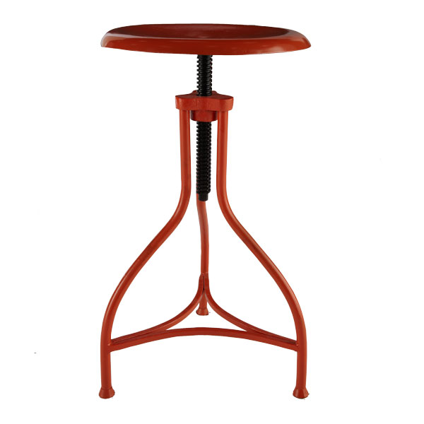 Orange iron draftsman stool from Wisteria