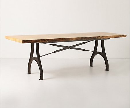 Re-purposed wood and iron dining table from Anthropologie 