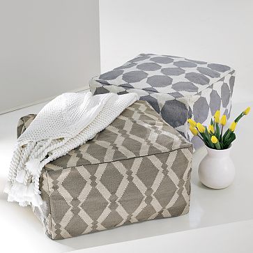 Two Dhurrie poufs from West Elm