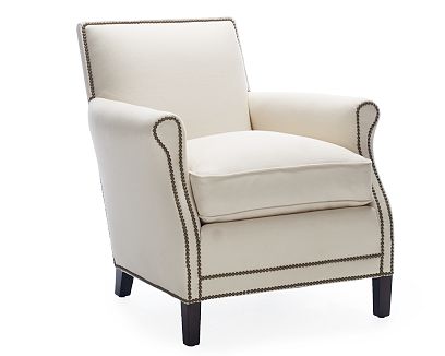 White club chair with nail head trim from William Sonoma Home