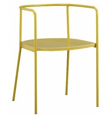 Chair with steel frame and seat with a green-yellow finish from cb2