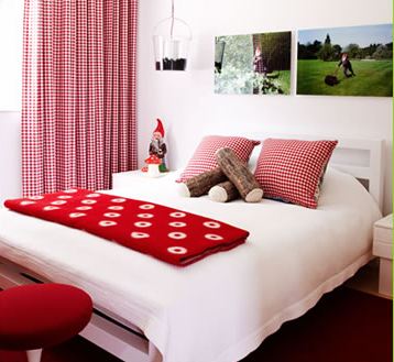 White and Red guest bedroom
