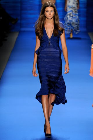 Model from Tracy Reese's Spring Ready-to-Wear 2011 wearing a royal blue dress
