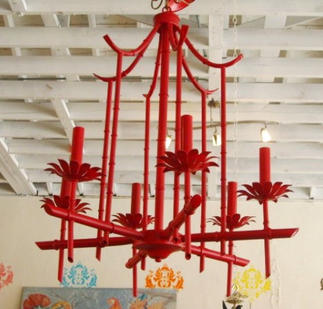 Red Pagoda Tole Chandelier