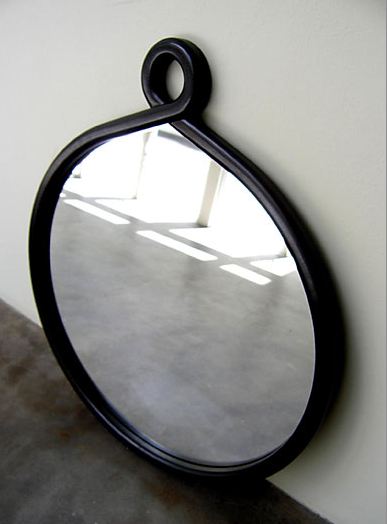 Black round loop mirror