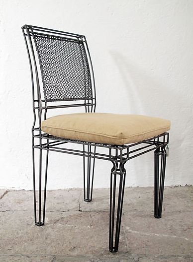 iron and metal mesh chair