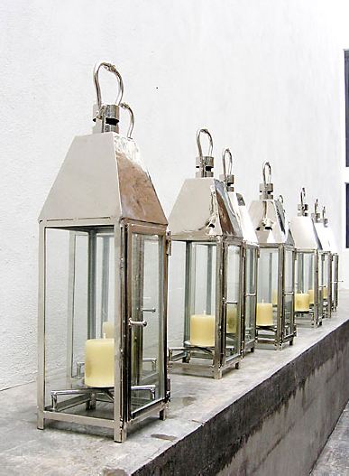 polished nickel finish wrought iron lanterns