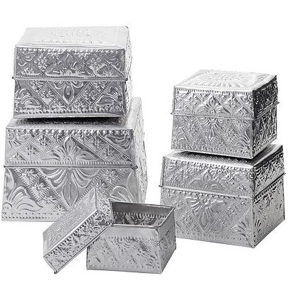 hand-hammered aluminum boxes