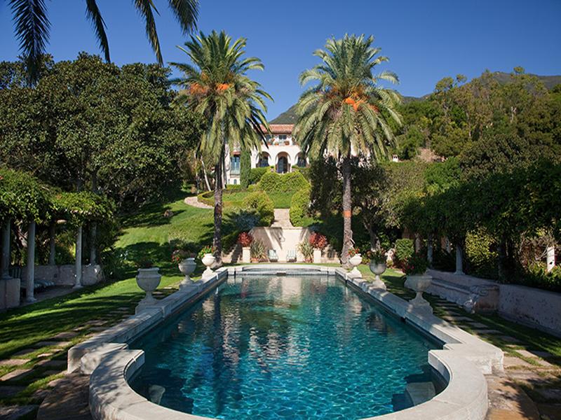 Large pool in the backyard of a Montecito mansion