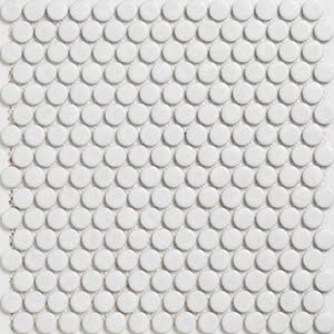 White porcelain glazed penny round tile mosaic from ModWalls