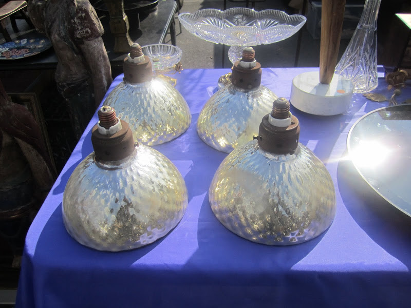 4 mercury glass light shades at the Rose Bowl flea market in Pasadena