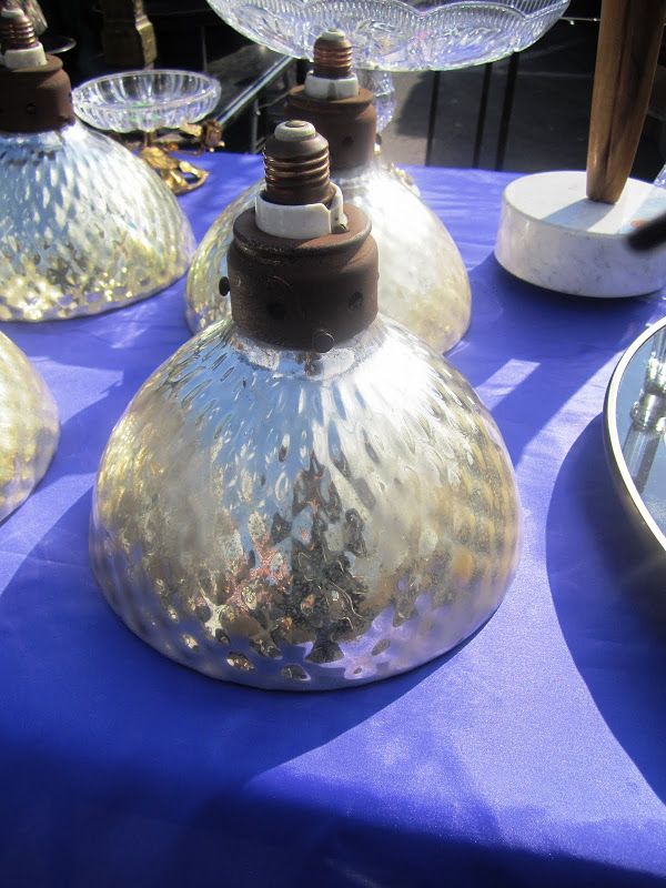 Close up of a mercury glass light shade at the Rose Bowl flea market in Pasadena