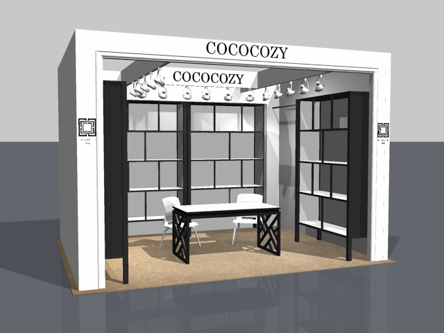 Final 3D rendering of the COCOCOZY booth for the New York International Gift Fair