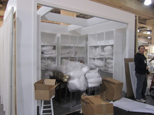 White box that will become the COCOCOZY booth at the New York International Gift Fair