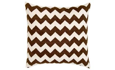 Brown and white chevron printed pillow from Madeline Weinrib Atelier