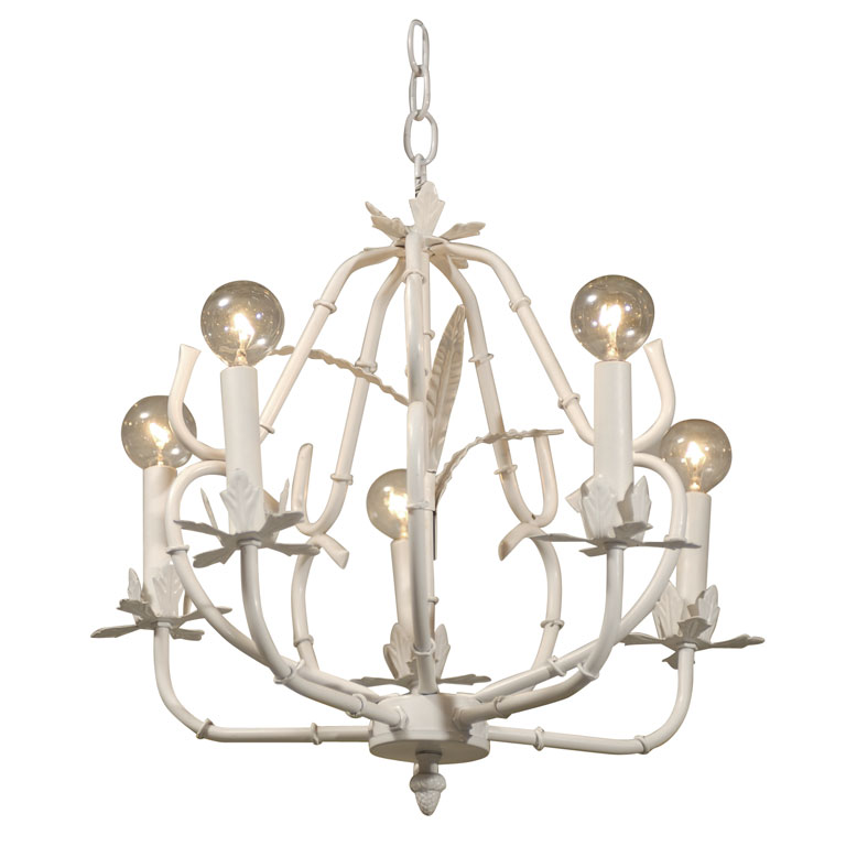 White bamboo chandelier from Pieces Inc.