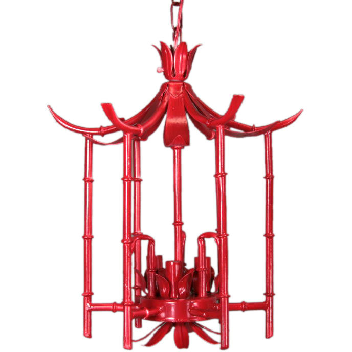 Red Tole Pagoda light fixture from Brunelli Design