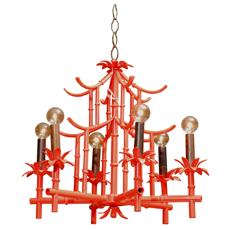 Red Pagoda Chandelier from Pieces