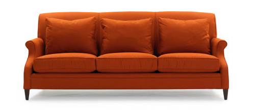 Orange three seat sofa from Mitchell Gold + Bob Williams 