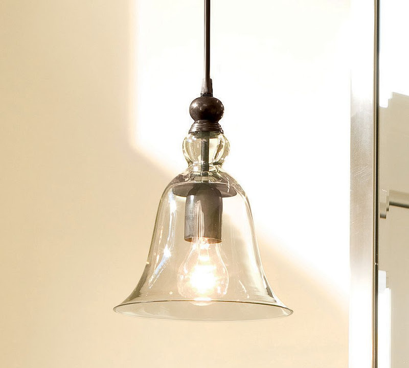 Rustic hand blown glass pendant light from Pottery Barn