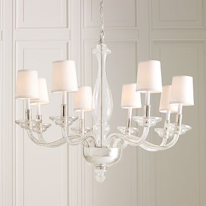 Clear hand blown glass chandelier from Williams-Sonoma Home