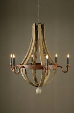 6 Candle Chandelier made from Reclaimed French oak from Mecox Gardens