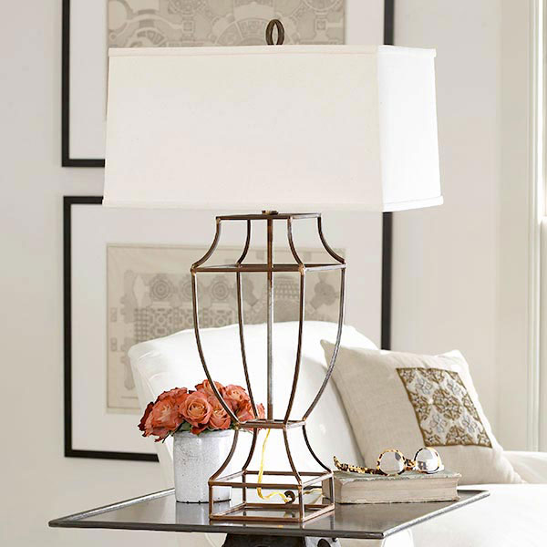 Open iron work table lamp from Wisteria